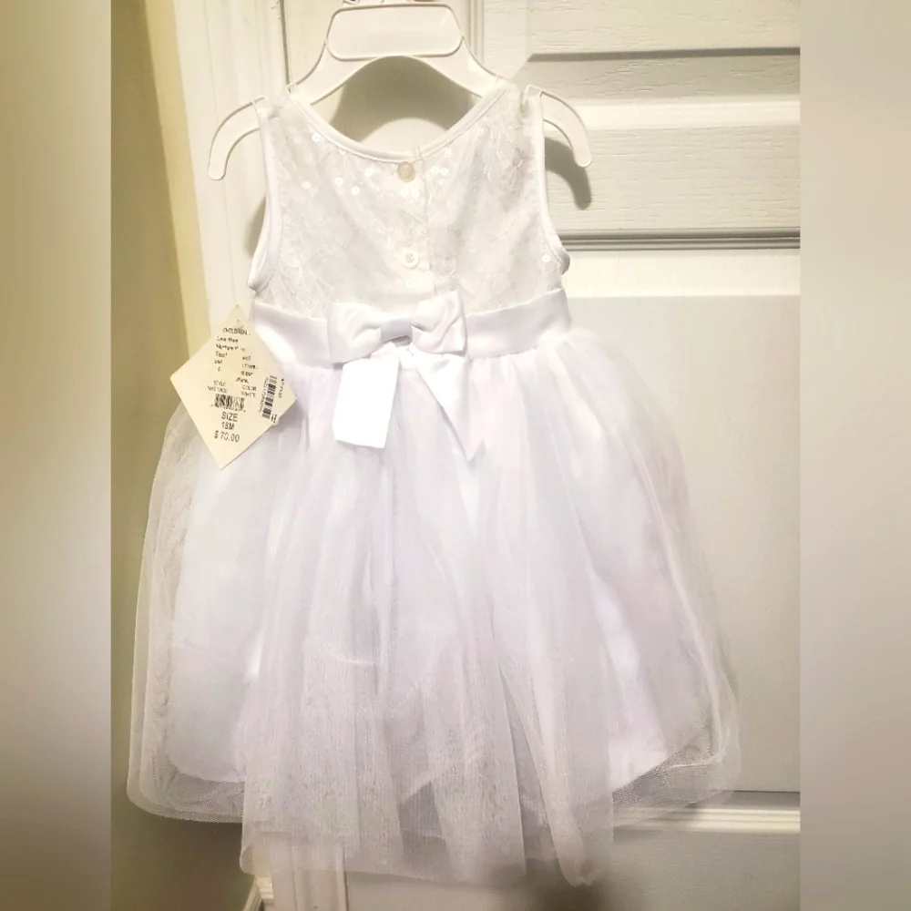 Baby girl white tulle dress - Picture 2 of 3